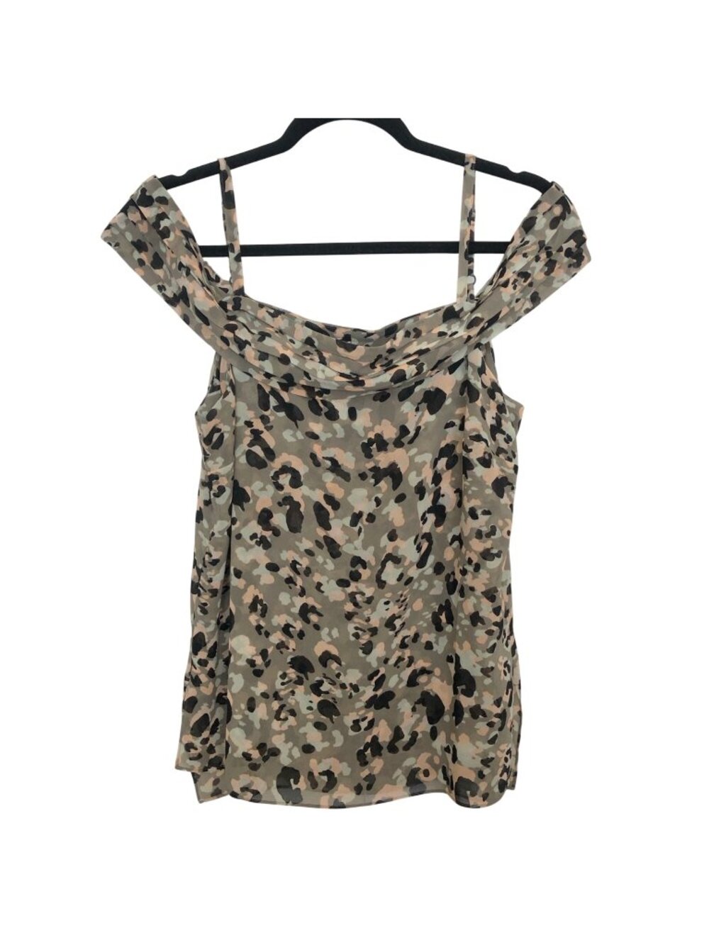 Cabi Leopard Print Cold Shoulder Spaghetti Straps Top S